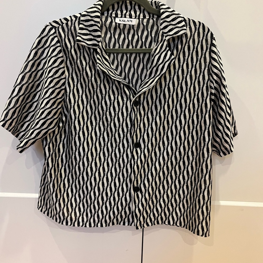 KSLAM Black and White wave Shirt